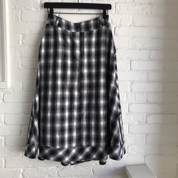 Ethyl black and white plaid midi skirt sZ 4 Medium - Picture 8 of 8